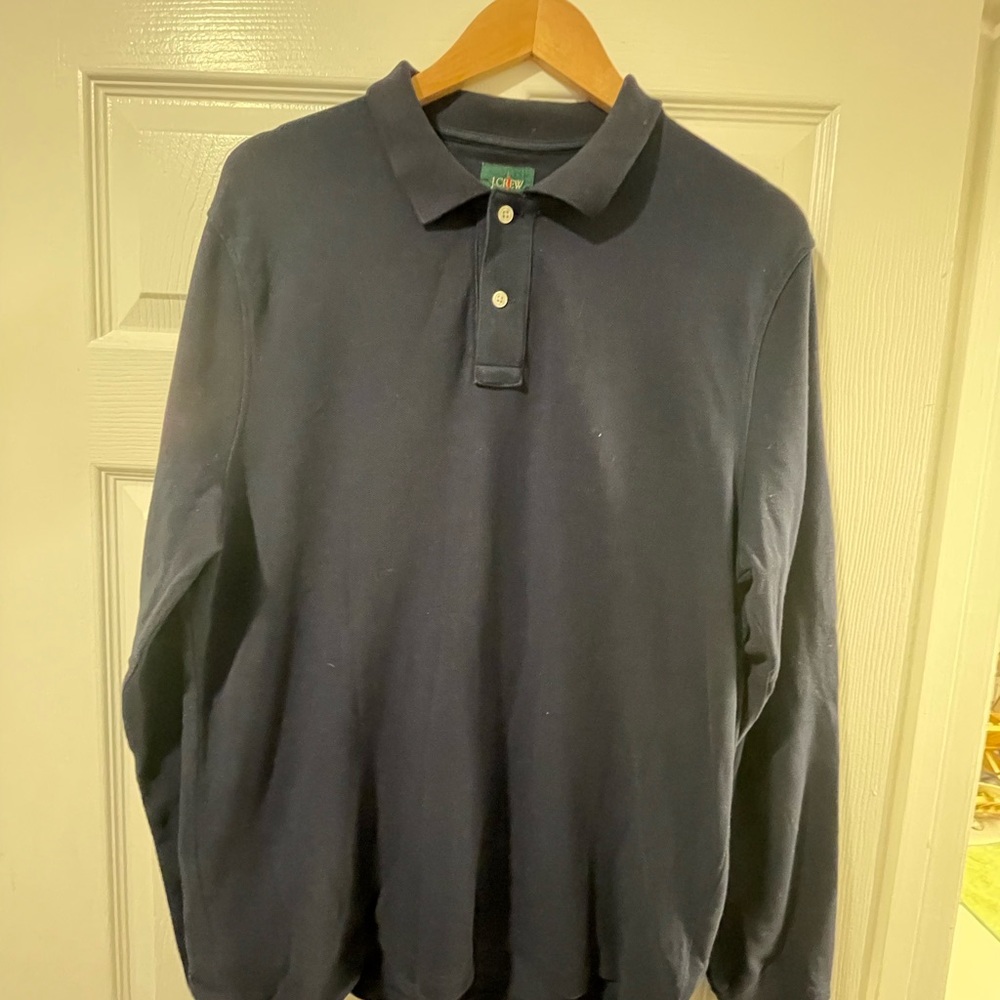 Mens navy long sleeve polo jcrew size medium